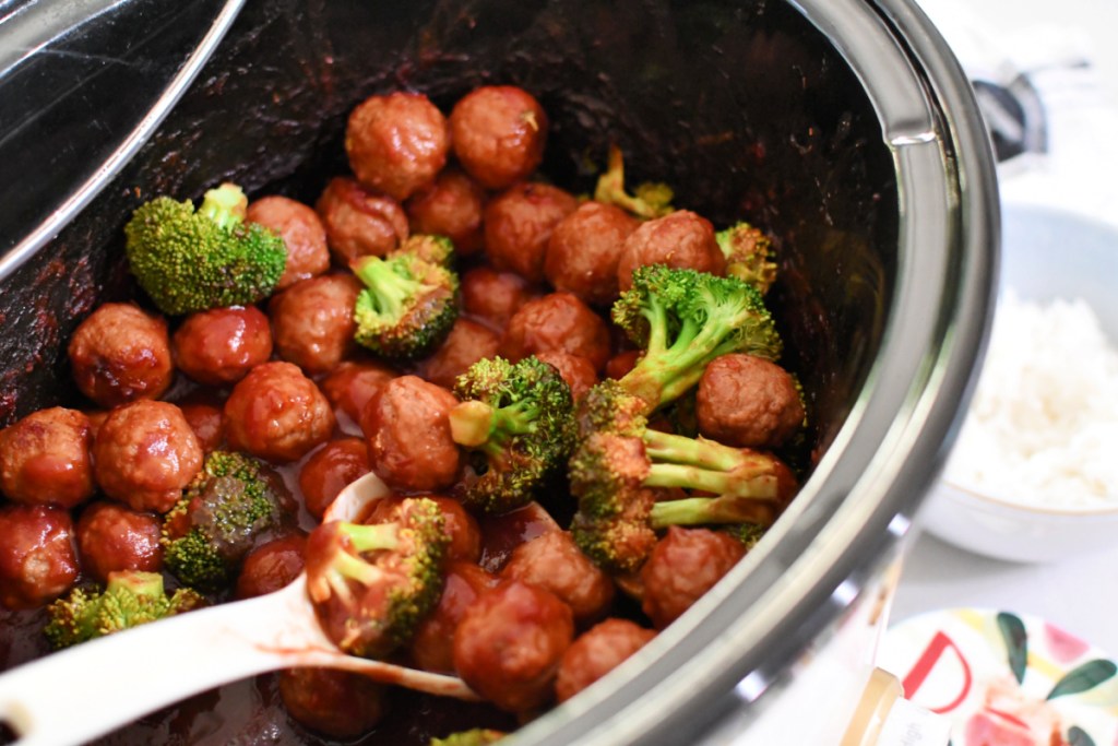 cranberry meatballs weeknight dinner in a slow cooker