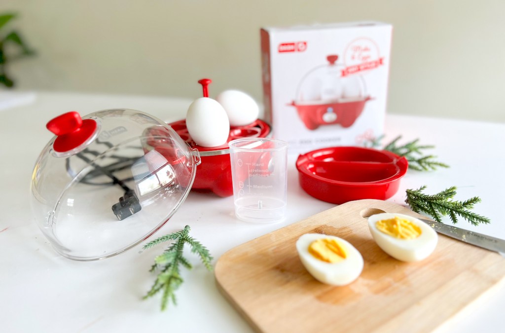 dash egg cooker on white countertop last minute christmas gifts