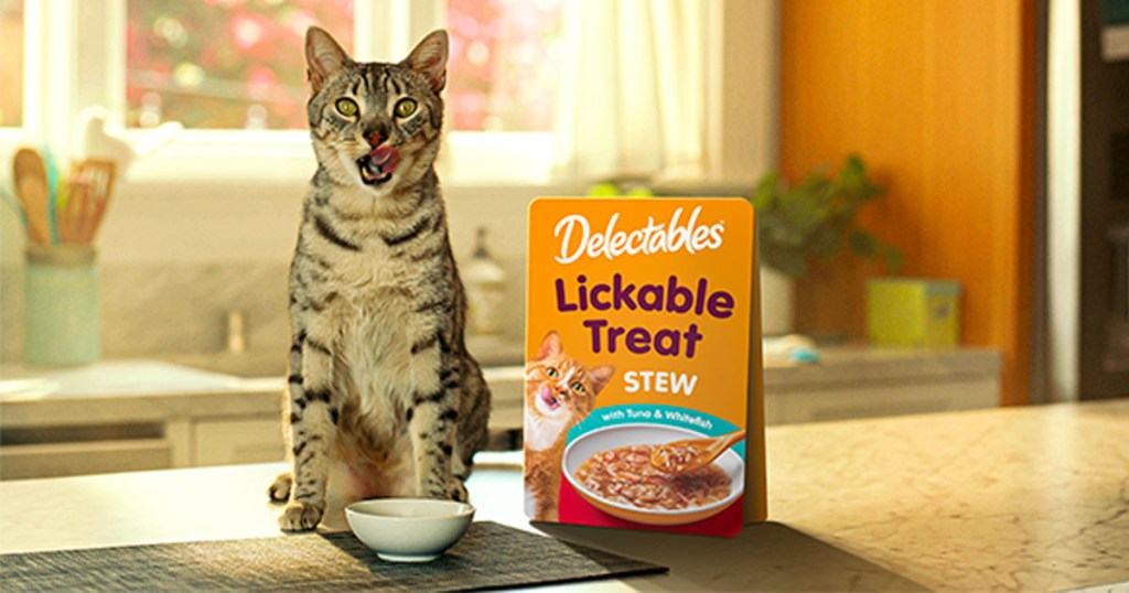delectables cat treat with cat