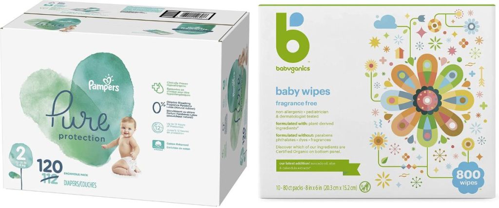 Pampers and Babyganics baby diapers