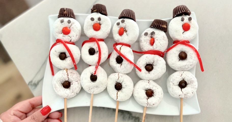 Donut snowmen kabobs