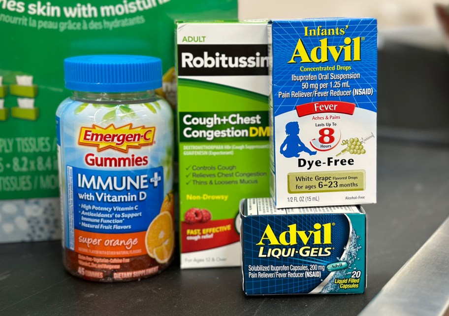 emergen-c, advil, and robitussin at walmart