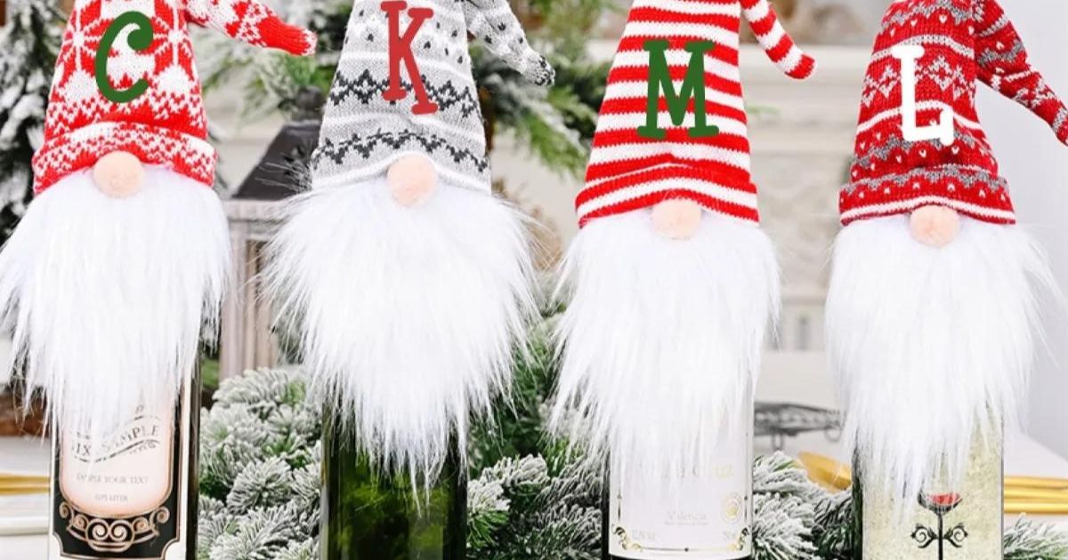 gnome wine bottle covers