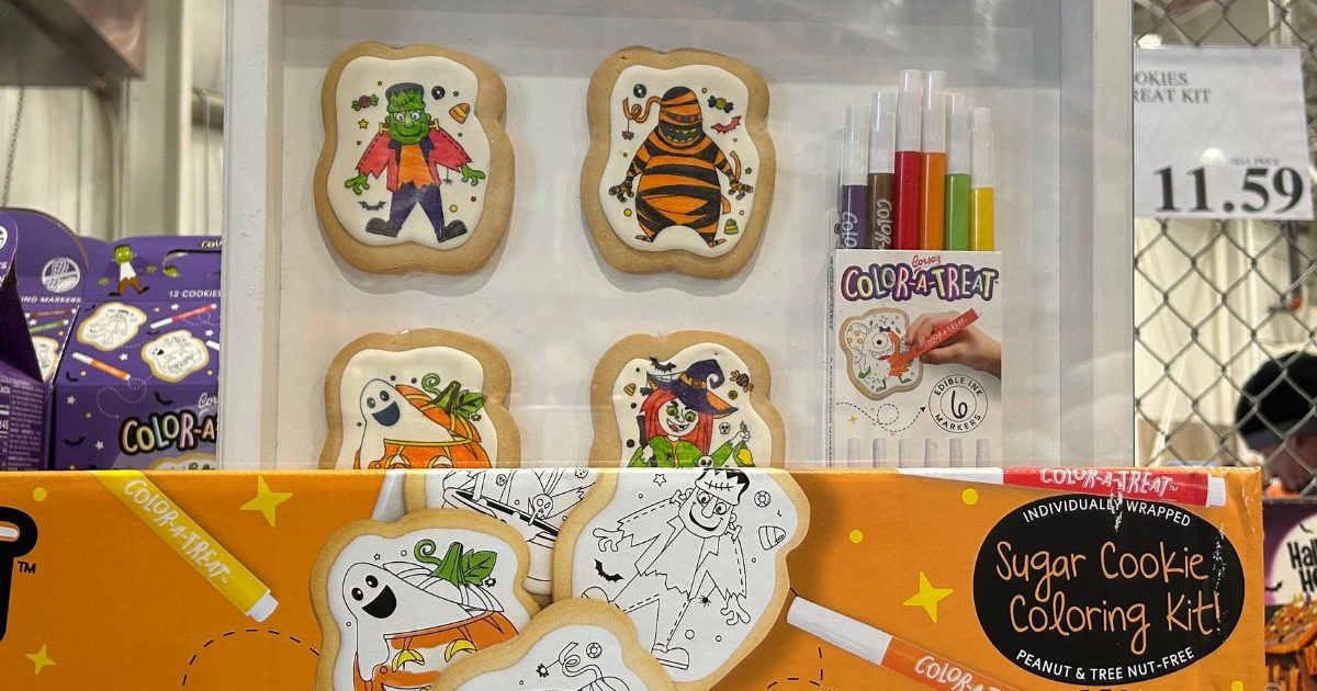 halloween cookie coloring kit sample cookies on display at costco