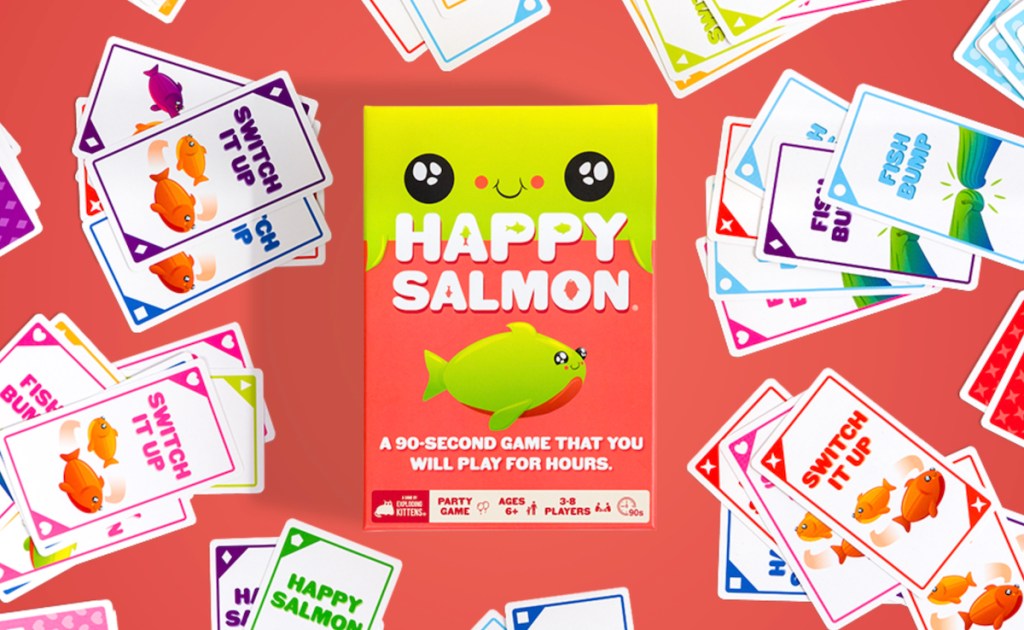 stock photo of happy salmon card game