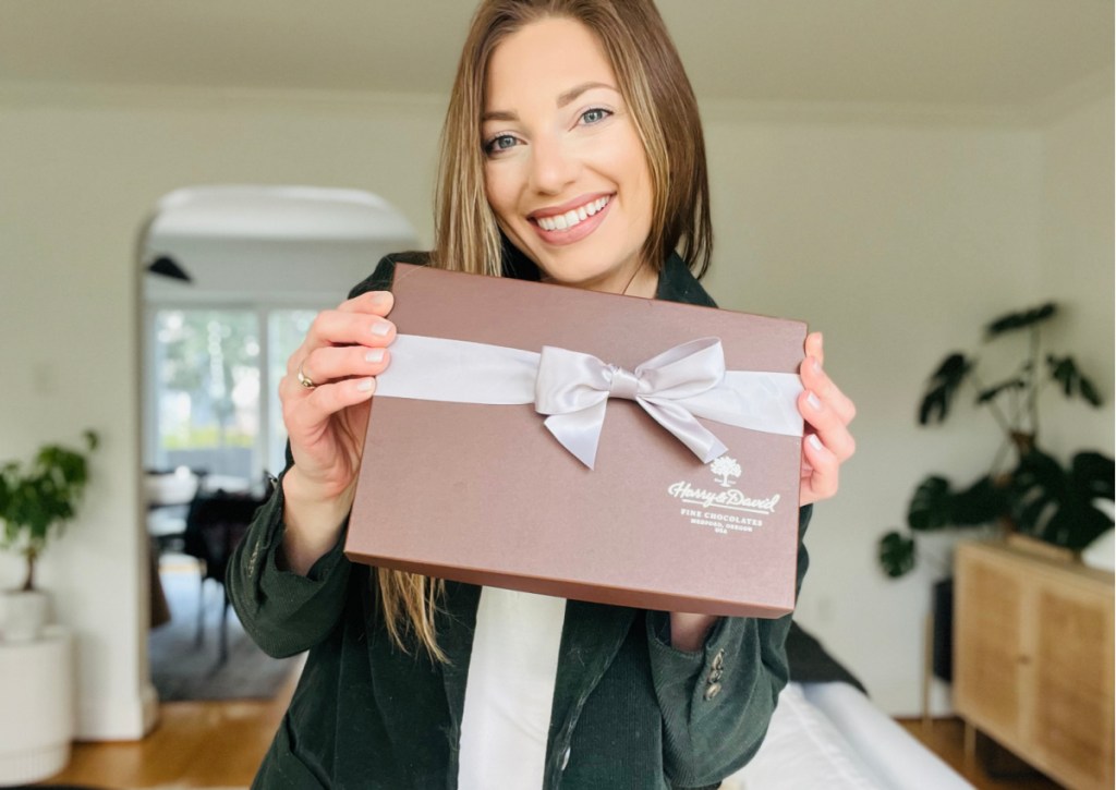 woman holding truffle box