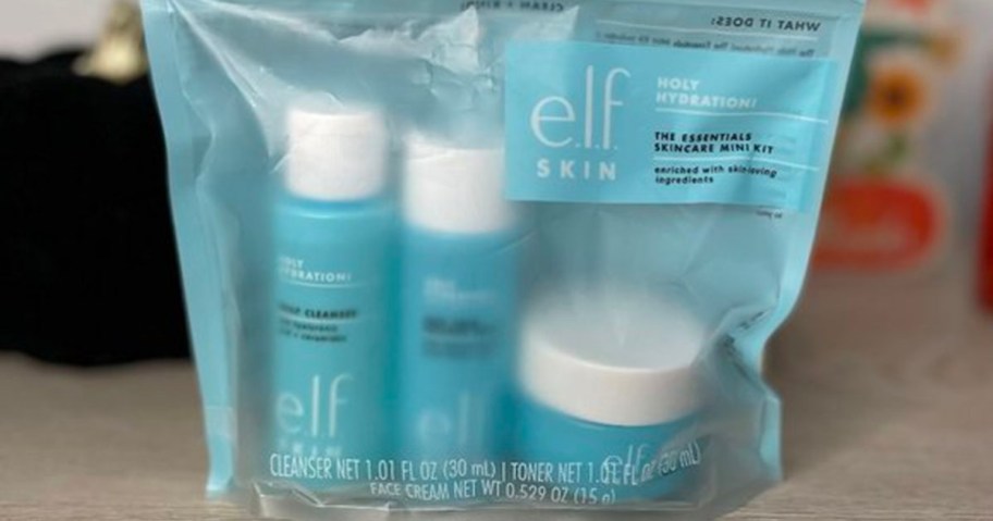 elf holy hydration kit on counter