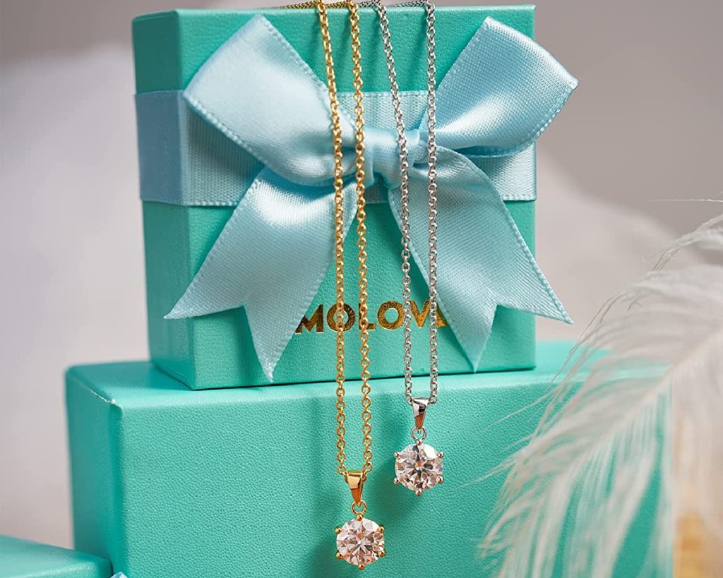 necklace on gift box