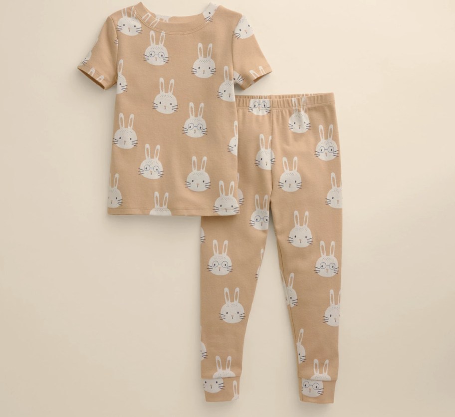 beige bunny print pajamas