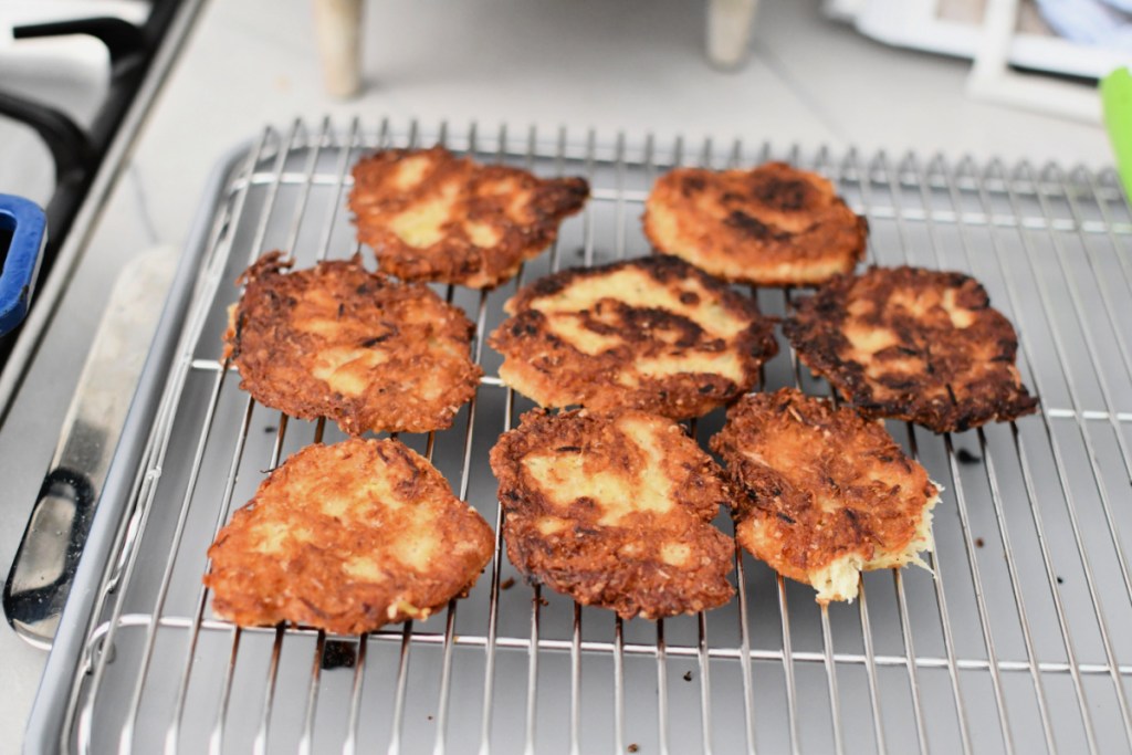 latkes on a drying rack