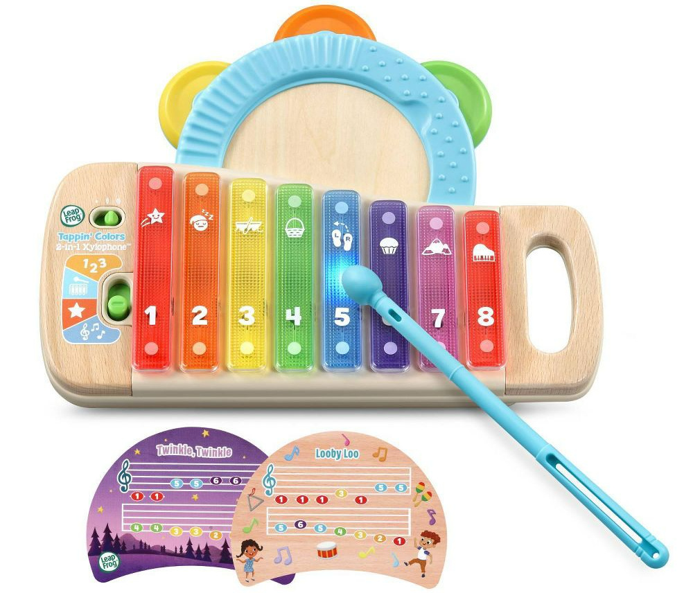 stock image of leapfrog xylophone and tambourine toy