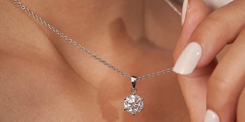 Moissanite 18K Gold Plated Pendant Necklace in Gift Box from $24.99 Shipped on Amazon | Arrives Before Christmas!