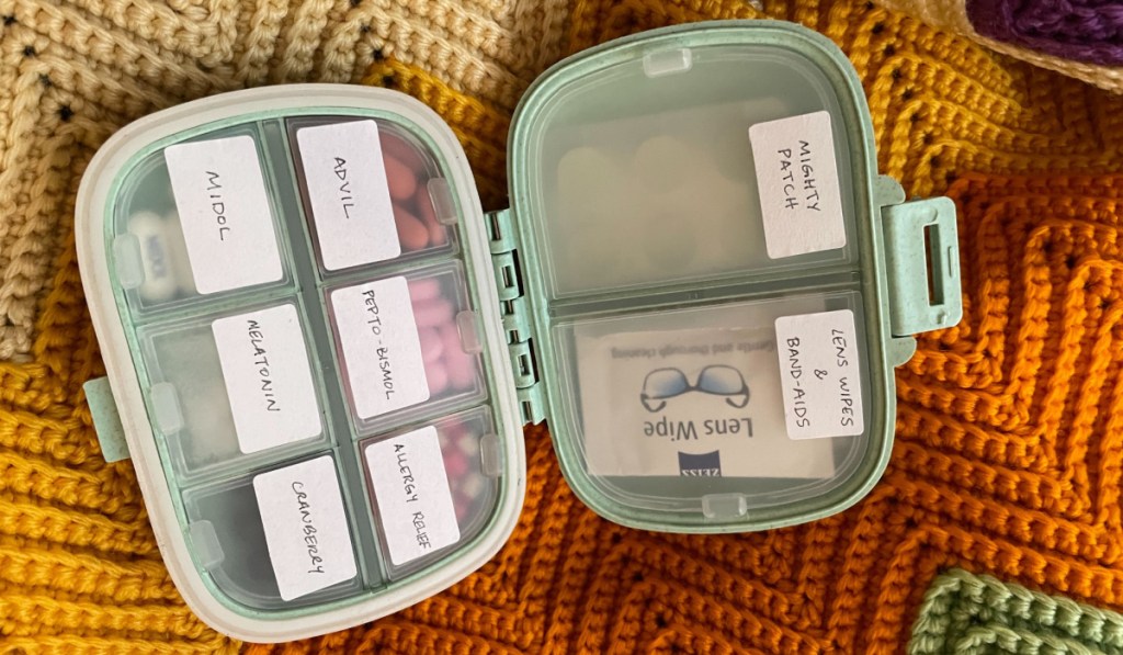 categorized travel pill organizer