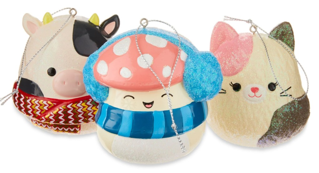 squishmallows ornaments displayed with winter gear