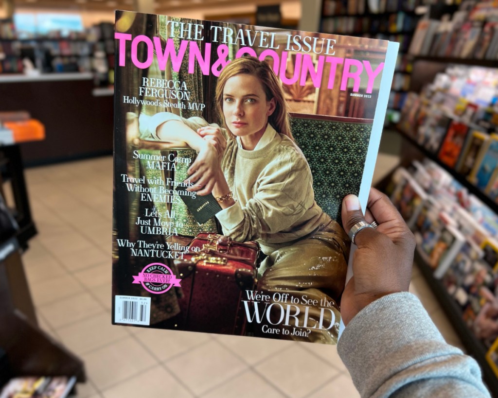 hand holding up town & country magazine