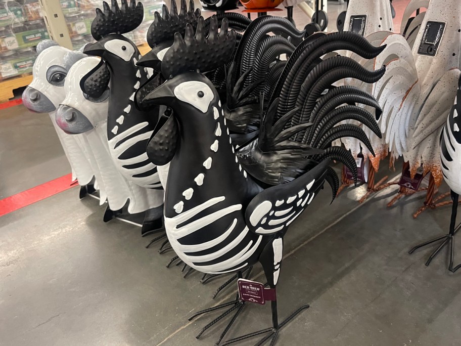 skeleton rooster statue
