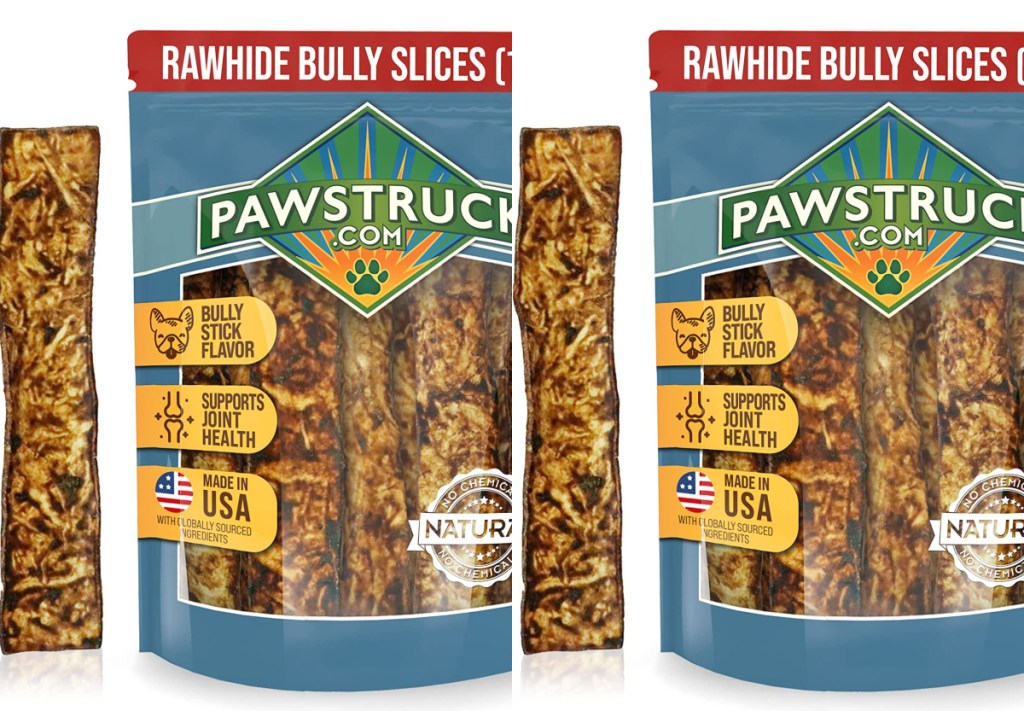 two stock image of Pawstruck Bully Slices 1lb. Long-Lasting Dog Chews