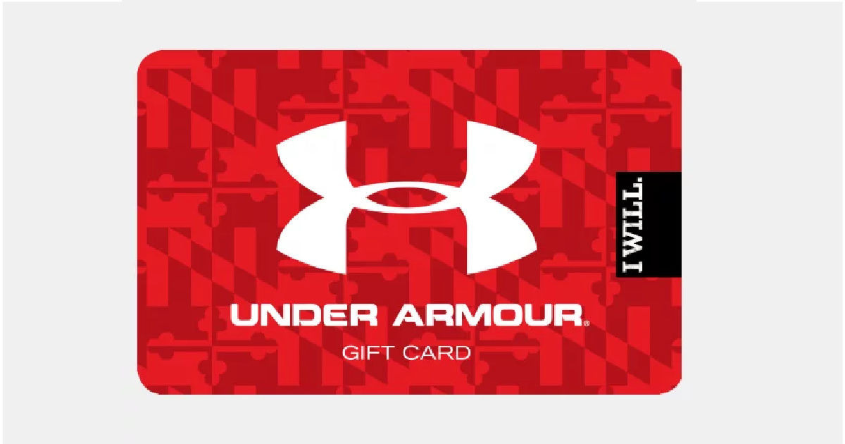 stock image of a red under armour gift card