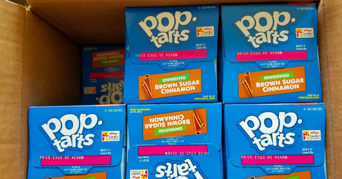 a shipping box of unfrosted brown sugar cinnamon pop tarts 96 count