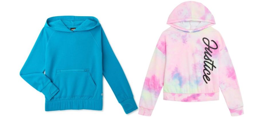 a turquoise and pastel tie dyed girls hoodies