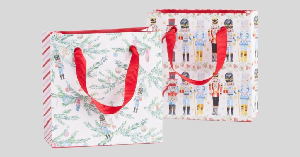 Mini Sugarplum Village Nutcrackers Holiday Gift Bags 2-Pack 
