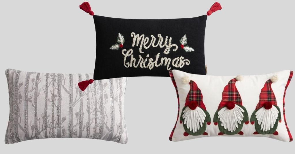 3 holiday throw pillows