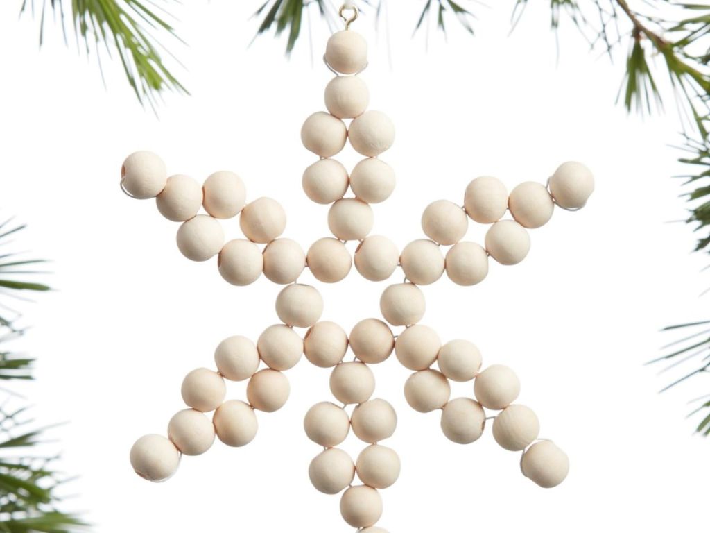 Wood Bead Snowflake Ornament