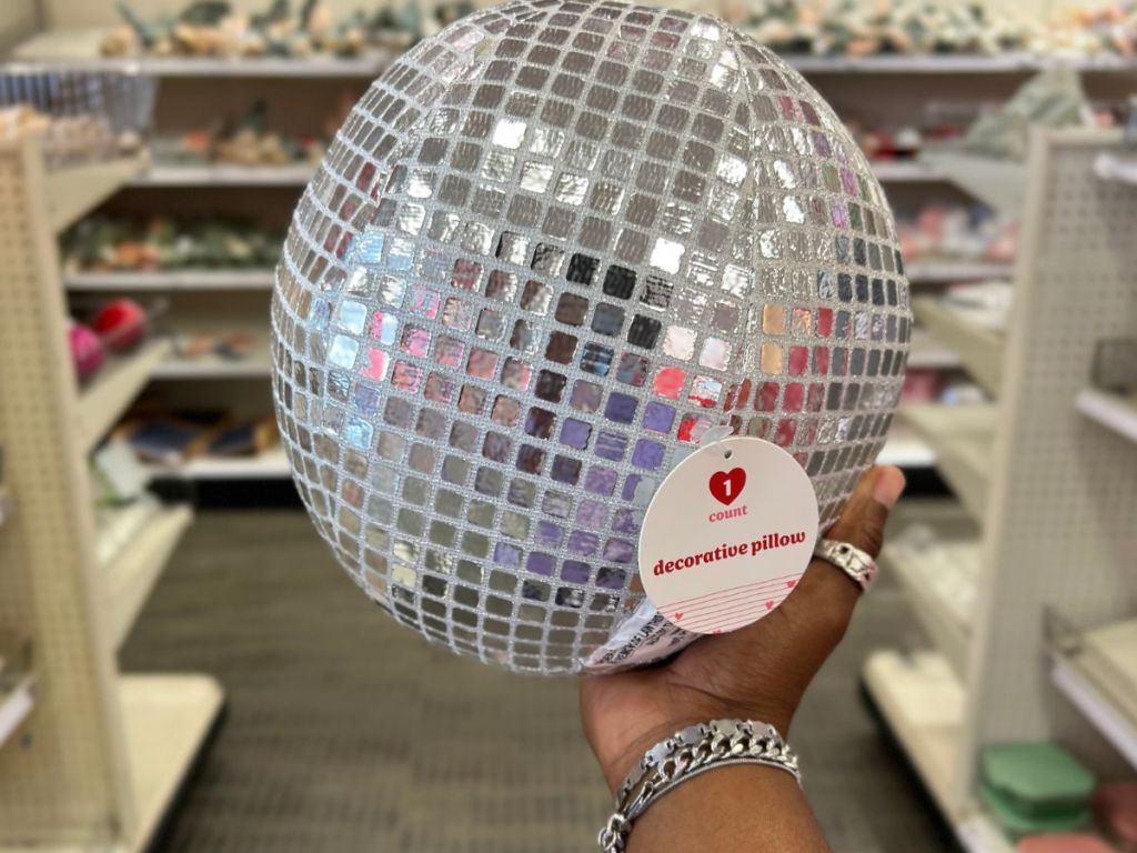 mirror ball / disco ball silver glittery pillow at Target