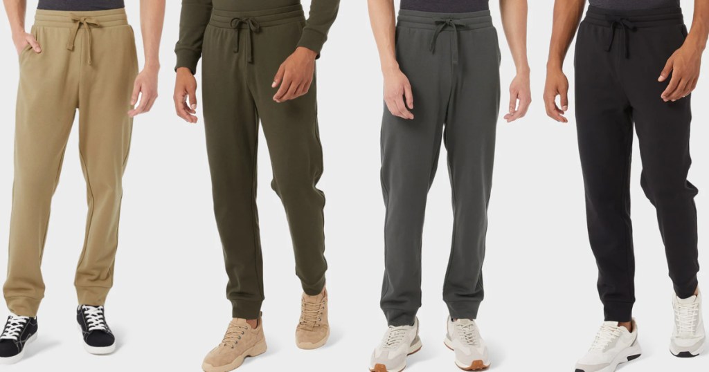 4 men modeling different colors of 32 Degrees Tech Joggers