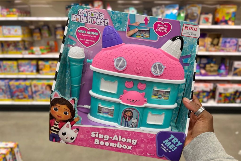 Gabby's Dollhouse Singalong Boombox in woman's hand at Target