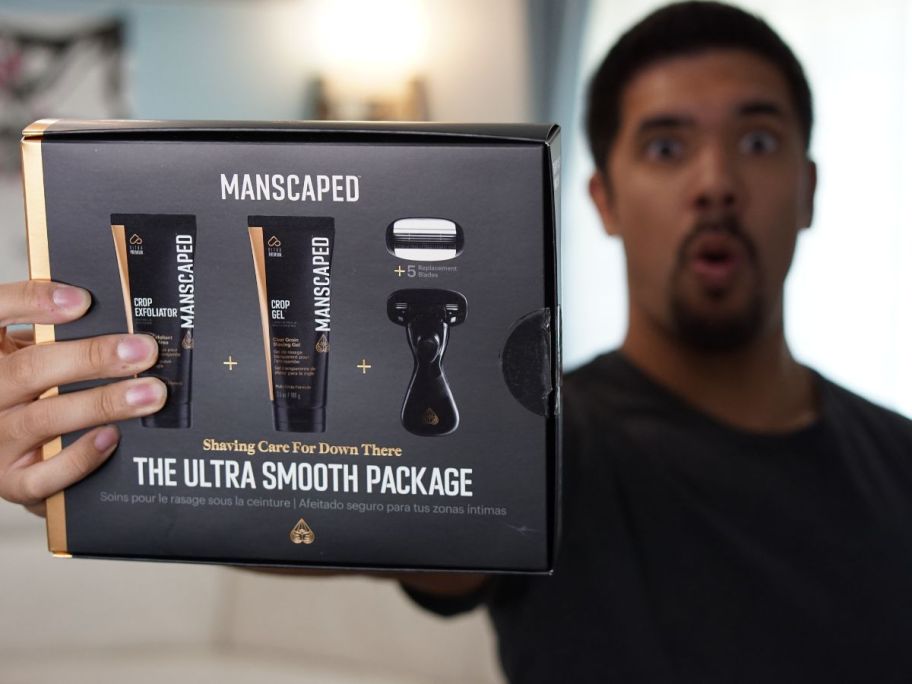 Shane holding a Manscaped Ultra Smooth Package