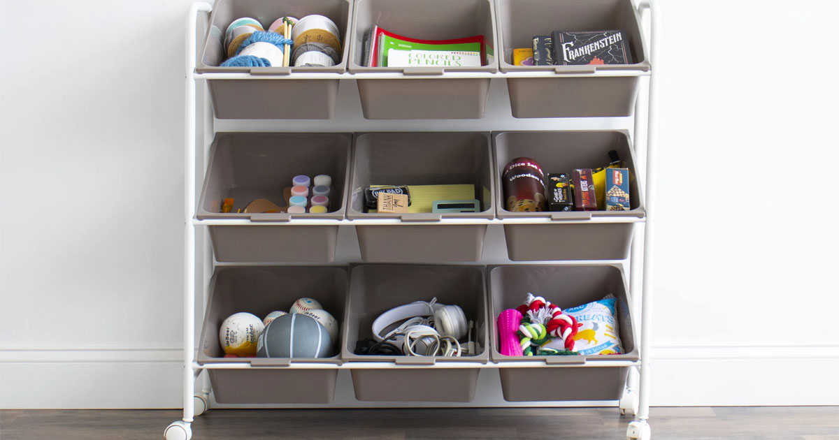 9 bin storage container with toys
