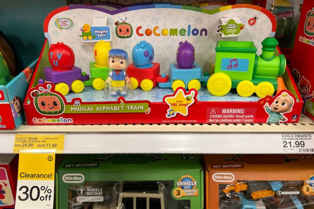 CocoMelon Musical Alphabet Train on store shelf