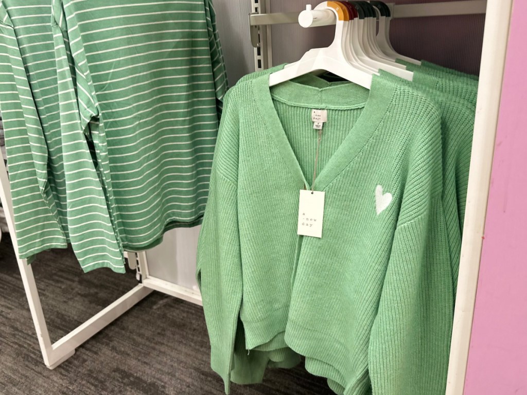 button front green cardigan 