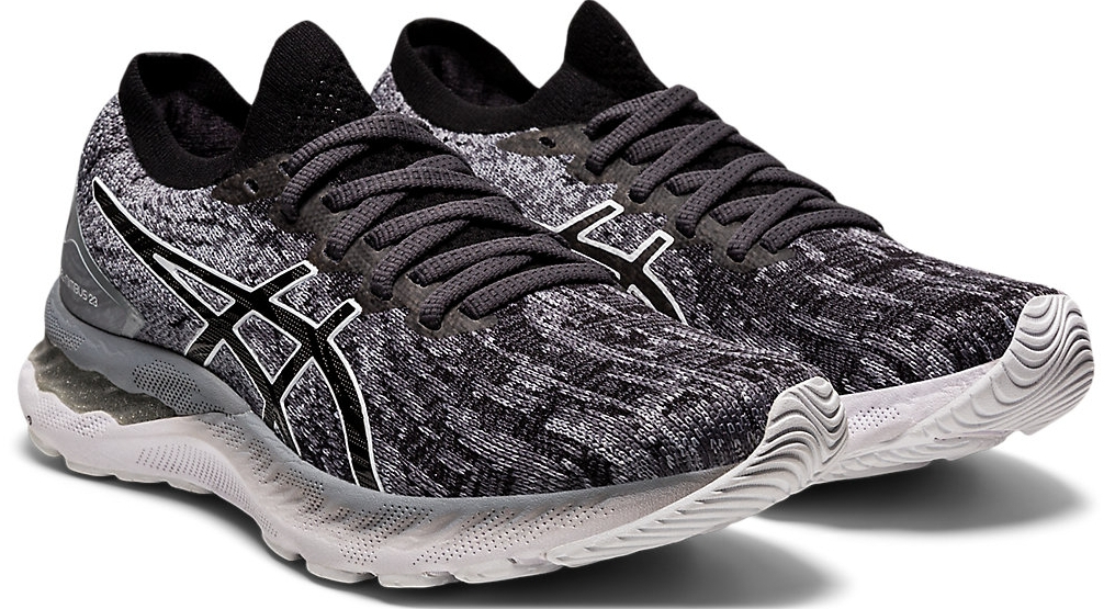pair of black and white ASICS GEL-Nimbus 23 Running Shoes