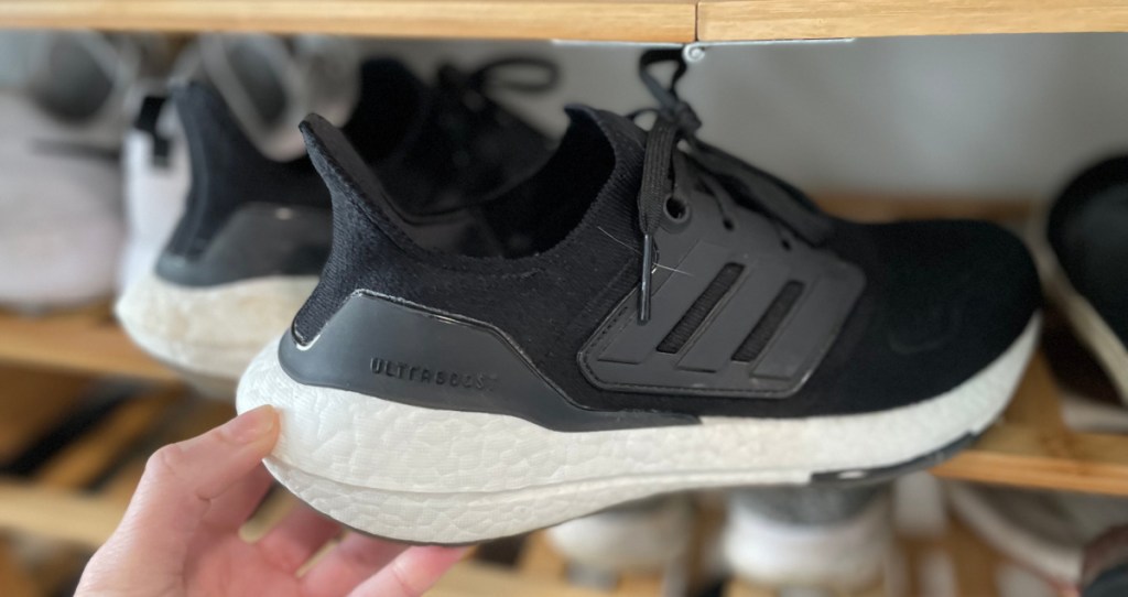 a pair of Adidas Ultraboost running shoes 