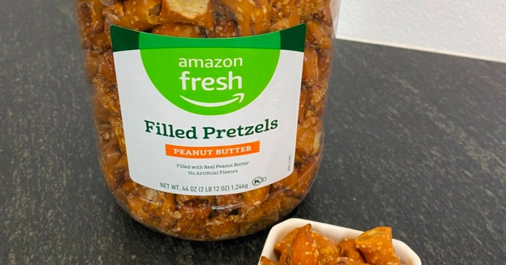 Amazon Fresh Peanut Butter-Filled Pretzels 44 Ounce Tub