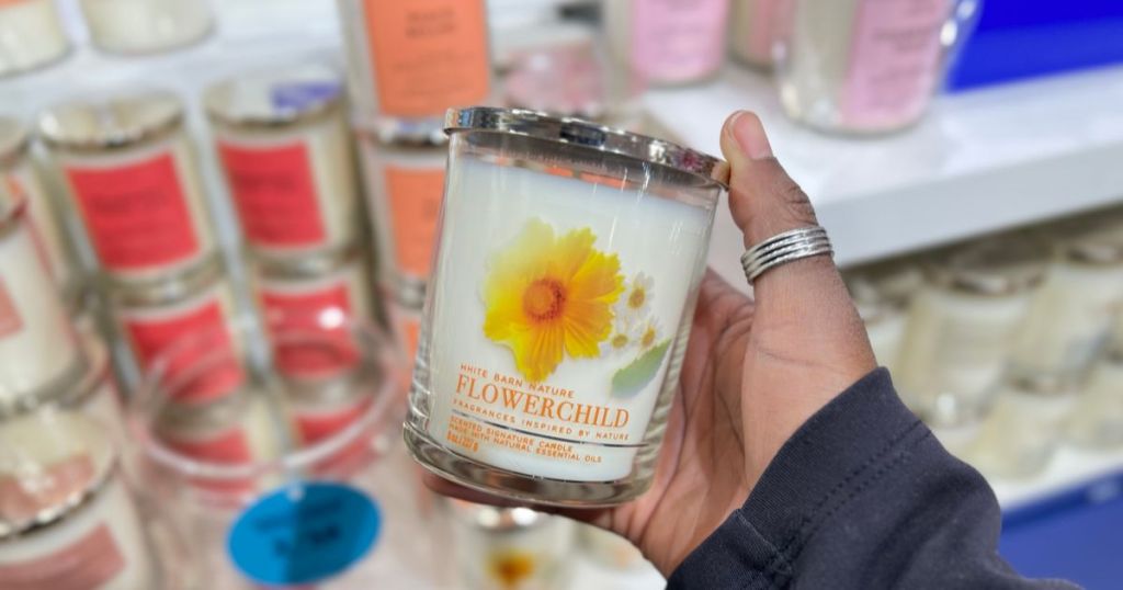 Bath and Body Works single wick candle in flower child scent