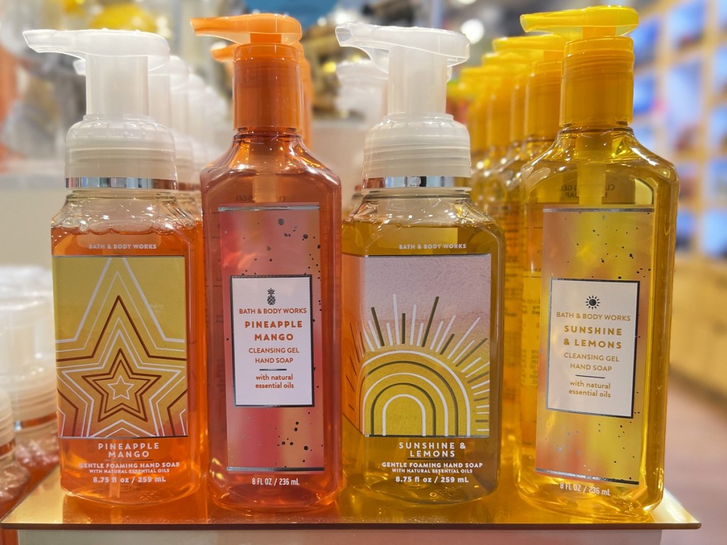 display of bath & body works hand soaps in store
