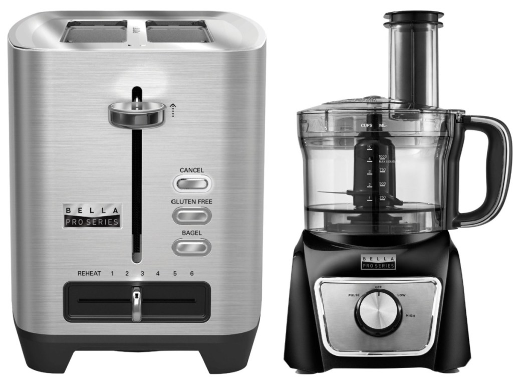  Bella Pro Series 2-Slice Extra-Wide-Slot Toaster and food processor