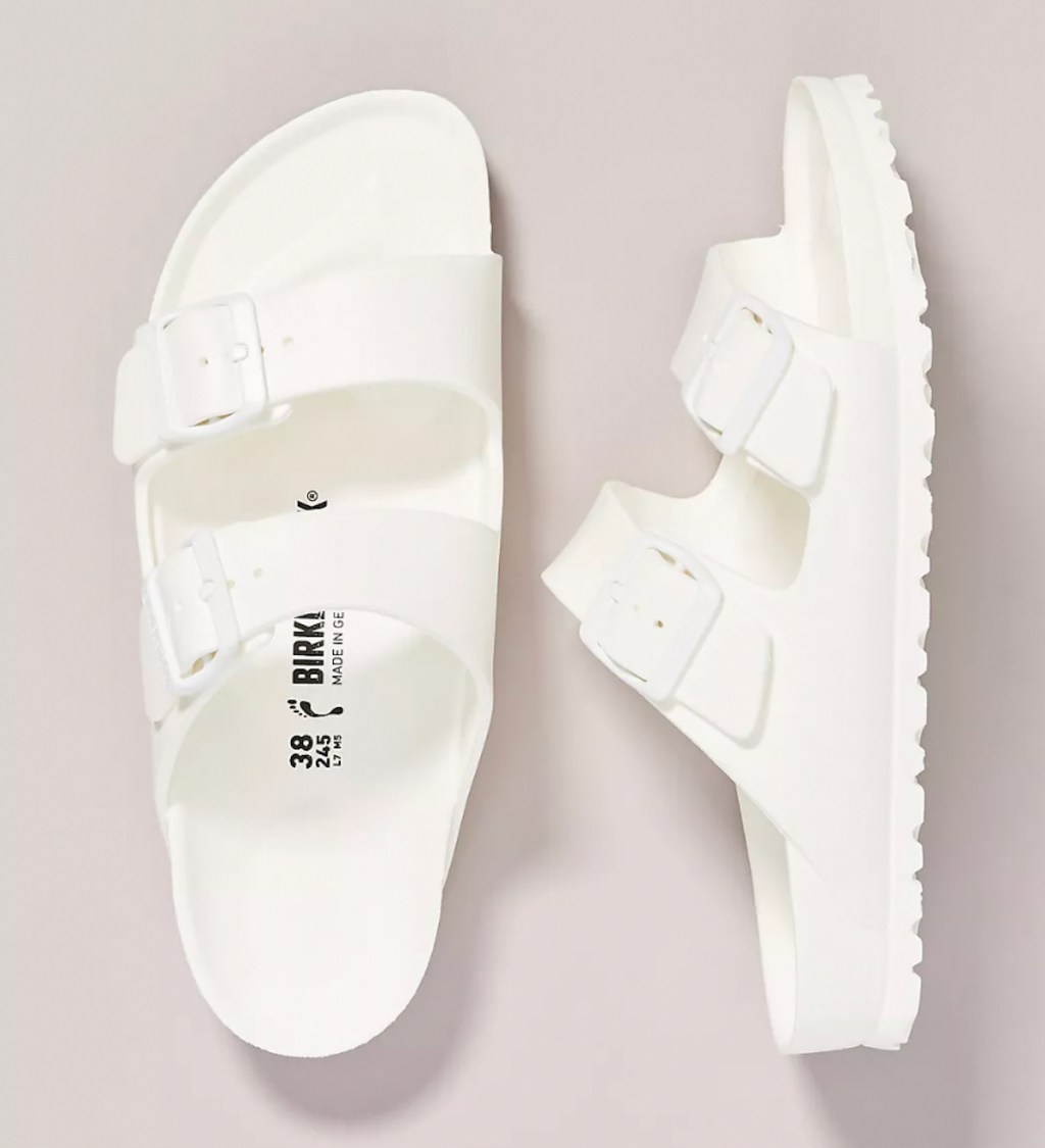 white birkenstock sandals stock photo
