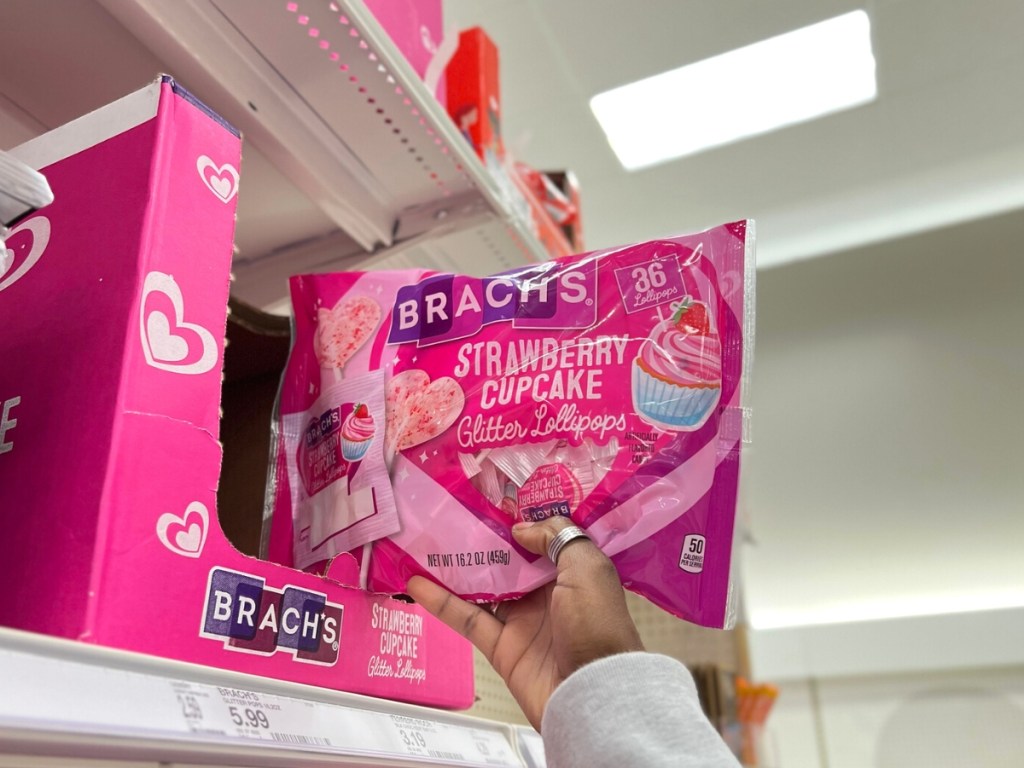 Brach's Valentine's Strawberry Cupcake Glitter Lollipops 36-Count Box