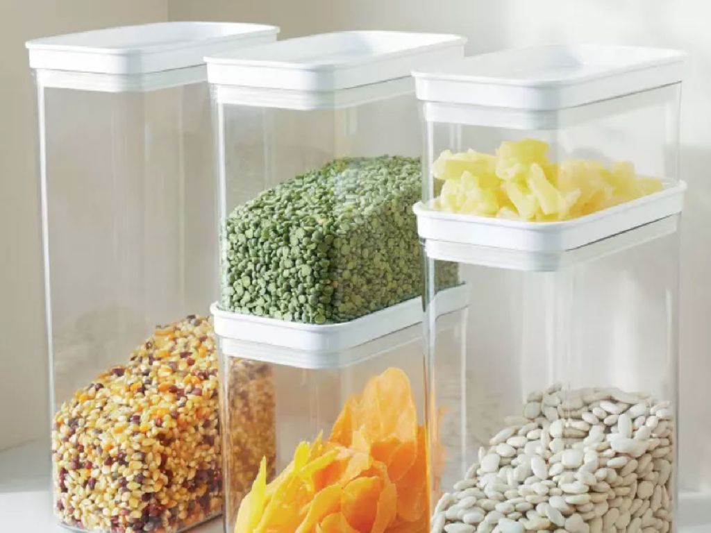 white and clear food storage