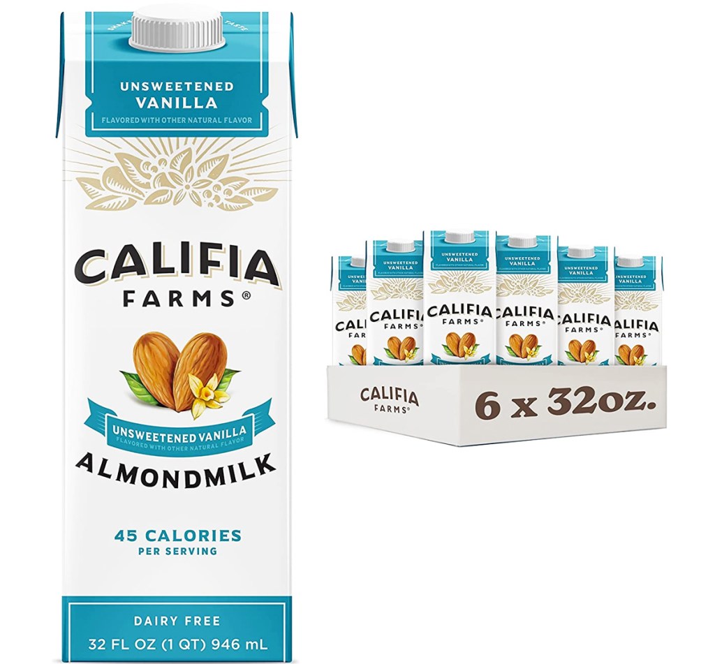 case of Califia Farms Unsweetened Vanilla Almond Milk