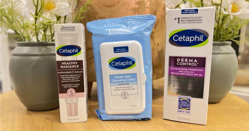 Cetaphil skin care, dark spot corrector, cleansing cloths and moisturizer