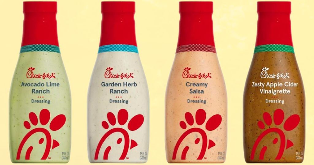 the 4 new retail 12 ounce Chick fil a salad dressings