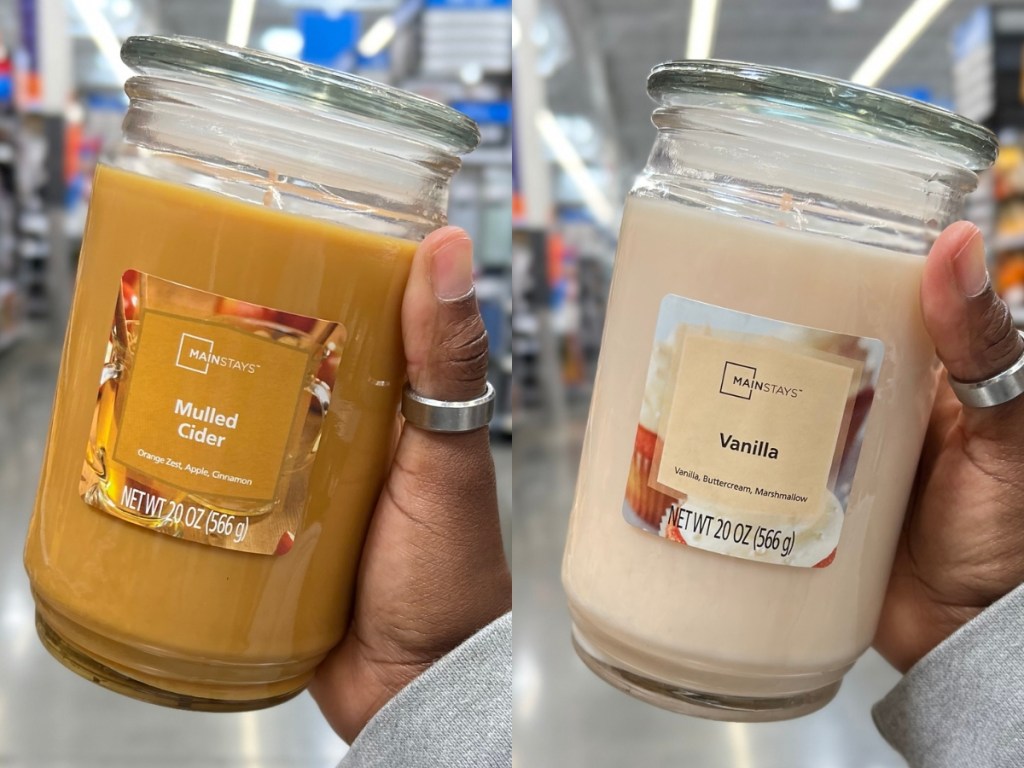 Cider-and-Vanilla-Mainstays-Candle شموع Fall Mainstays الجديدة بوزن 20 أونصة فقط 6.77 دولار في Walmart (داخل المتجر وعبر الإنترنت)