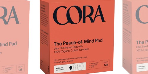 Cora Pads 128-Count Just $14.97 Shipped on Costco.com (Free from Fragrance, Chlorine, & Dyes)