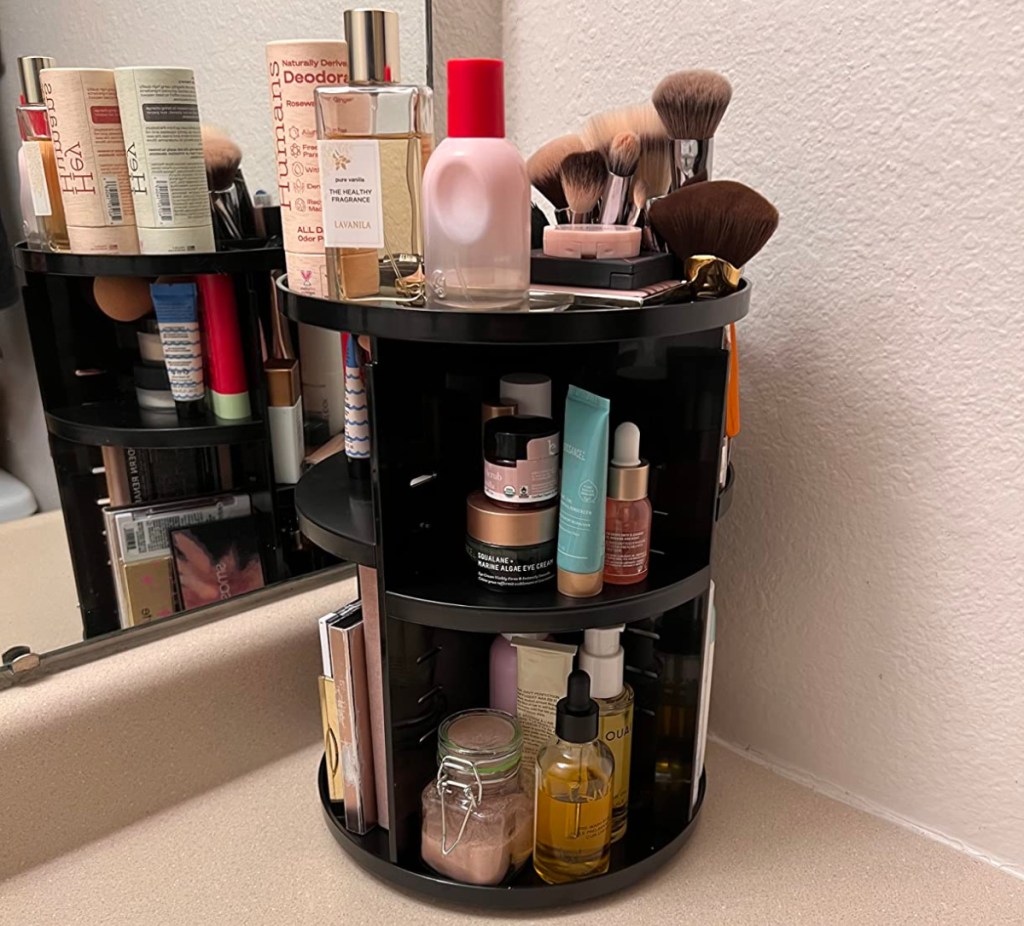 DIY Adjustable Bathroom Makeup Carousel Spinning Holder Rack