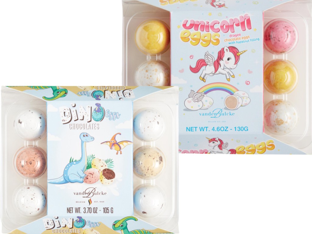 two 12-count packs of Dino and Unicorn Eggs